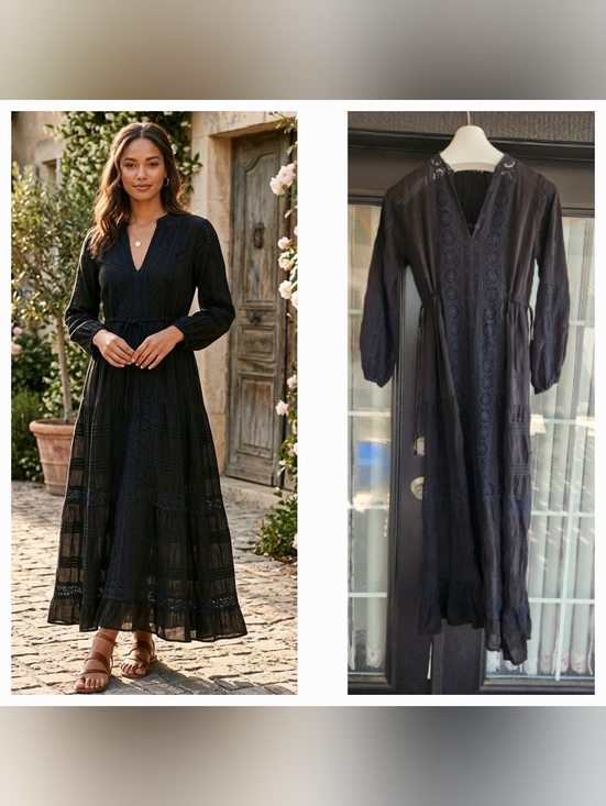 Johnny Was Dresses & Skirts - Johnny Was Black Lace-Detail Maxi Dress